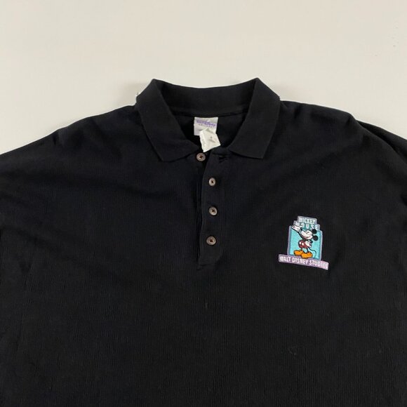 NWT Vintage Walt Disney Studios Polo Shirt Men's XL Mickey Mouse Black Mesh - Picture 2 of 9
